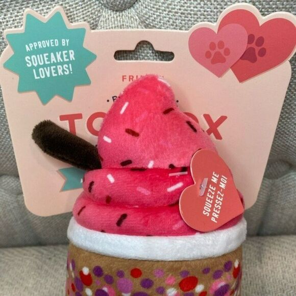 Love You a Latte Coffee Dog Toy NWT Cute Gift Pink Girlie - Picture 3 of 5